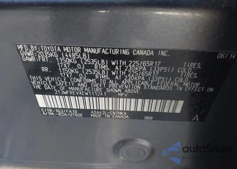 2014 Toyota Rav4 Xle z USA, uszkodzony, nr VIN 2T3WFREVXEW111241